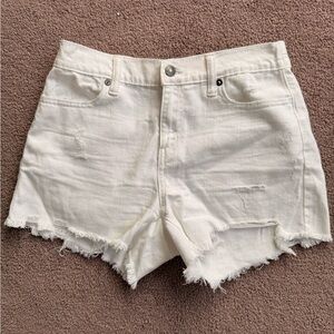 Aerie White Distressed Jean Shorts